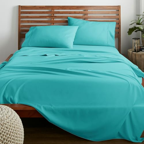 American Home Collection Deluxe-Bettwäsche-Set, 4-teilig, Tiefe Taschen, extra weiche Mikrofaser, knitterfrei, pflegeleicht (California King, Türkis)