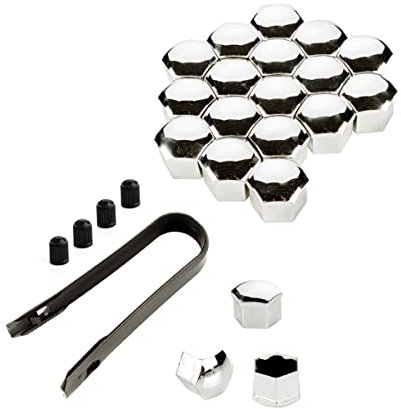 LST 20x Radschrauben Kappen Felgen Sechskant Abdeckkappen Set 17 mm chromfarben