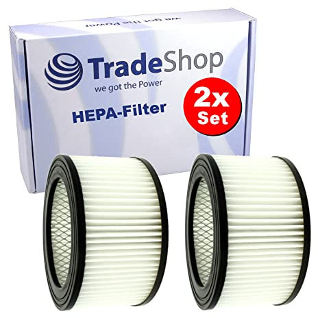2x Trade-Shop HEPA-Filter/Lamellenfilter/Patronenfilter kompatibel mit TecTake 400563 / Aschesauger Kaminsauger Ersatzteil