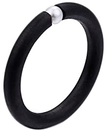 Gualiy Damen-Ringe Titan, Schwarz Ringe Eheringe 3mm Ring mit Perle Ring Größe 57 (18.1)