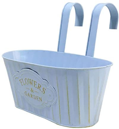 Yunnan Sourcing Pot de fleurs à suspendre - Balustrade - Décoration de jardin - Seau en métal - Support de plantes avec double crochet amovible - Grands pots de jardin