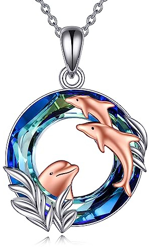 YAFEINI Delphin Kette für Damen 925 Sterling Silber Anhänger Halskette Delphin Mutter Halskette Schmuck Geschenk für Frauen Mädchen Mama Tochter