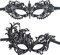 QincLing 2 Stücke Schwarz Spitze Maskerade Maske Damen Sexy Augenmasken Venezianische Masken für Karneval Party Kostüm Maskenball Frau Mädchen