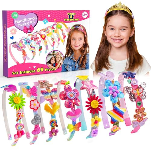 HappyKidsClub Geschenk Mädchen 5-11 Jahre, Bastelset Kinder 3 4 Jahre Haarreifen Mädchen Basteln Spielzeug ab 6 5 6 7 8 9 10 11 12 Jahre Mädchen Kindergeburtstag Kleine Ostergeschenke Kinder