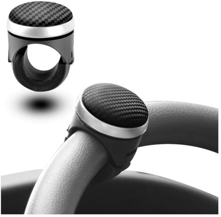 Bittwee Pommeau de volant de voiture, en fibre de carbone et boule en métal, accessoires de volant de véhicule, universel pour tracteur, camion, bateau, tondeuse, chariot élévateur