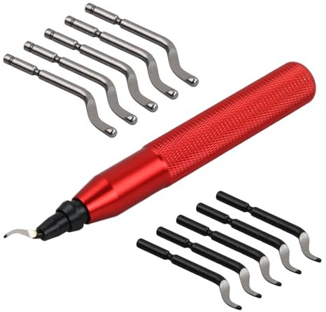 Entgrater Werkzeug Universal, Metallgriff Handentgrater mit 10 Schnellarbeitsstahl Klingen, Hand Deburring Tool 360 ° Rotierender Klinge Schneidwerkzeug für Kunststoff Metall 3D Drucker PVC