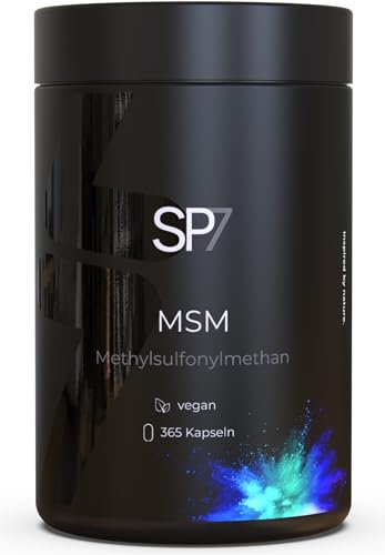 SP7 MSM Kapseln [HOCHDOSIERT] - 365 vegane MSM Kapseln mit je 1600mg Methylsulfonylmethan (MSM) pro Tagesdosis - Ohne Magnesiumstearat und andere Zusatzstoffe - Laborgeprüft (1er Pack)