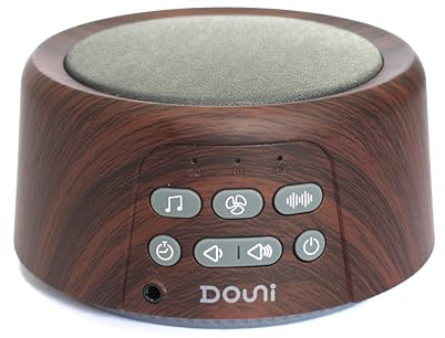 Douni White Noise Machine - Sleep Sound Machine with Soothing Sounds Timer & Memory Function for Sleeping & Relaxation, Sleep Therapy for Kid, Adult, Nursery, Home, Office, Travel. Brown Wood Grain