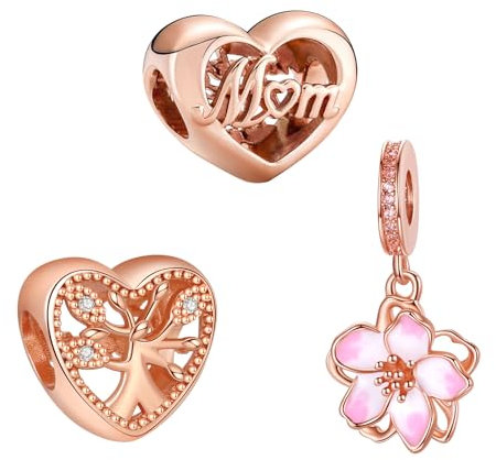 LaMenars Family Loves Mom Charm Trio für Armbänd 925 Sterling Silber Bead Women Charms Mother's Day Birthday Anniversary Jewelry for Girls Wife