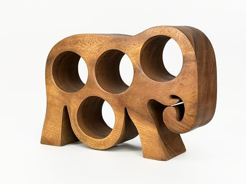 Crafty Artisan Wine rack freestanding -wine bottle holder - handmade wooden elephant racks and holders