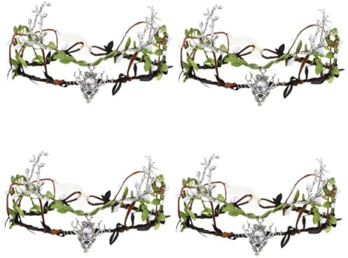 PRETYZOOM 4 Stück Rattan Girlande Elfen Cosplay Stirnband Haarschmuck Elfen Haar Accessoires Party Kostüm Stirnbänder Haar Accessoire Elfen Stirnband Für Frauen Blumenkrone