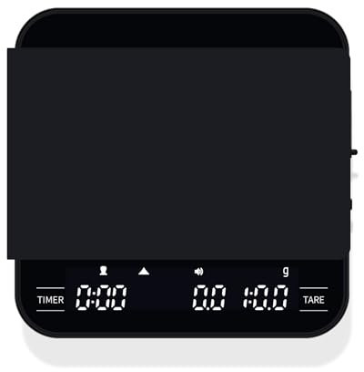 FOXNSK Kaffeewaage mit Timer, 4 Modi Digitale Espresso Waage mit Verhältnis, Mini Coffee Scale mit Durchflussmodus Barista, 0.1g Hochpräzise, Aufladbare Küchenwaage, Max 2kg, Schwarz
