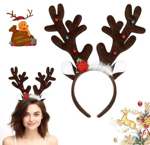 VEYLIN Rentier Geweih Stirnband Geweihstirnband,Weihnachten Stirnband für Kostüm Rentier Haarreif Eine der besten Weihnachtsdekorationen