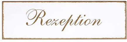 Dekolando Deko Türschild - Rezeption - Schild 150 x 50 mm - Schilder Türschilder Namensschilder Wohnung selbstklebend Holzschild Tür Holzschilder