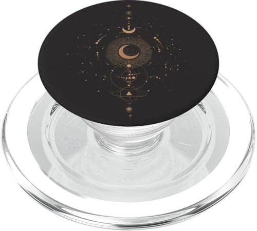 Celestial Line Astrology Sun Moon Stars Planets Black PopSockets PopGrip for MagSafe