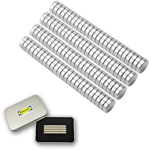 100 Pièces Aimants Neodymium 5x1mm, Mini Aimants Autocollants Puissants, Aimants Forts pour Réfrigérateur, Tableau Blanc, Photos, Bricolage, Tableau Magnétique & Outils