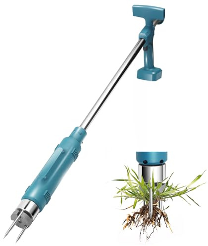 MaxAwe Extracteur de mauvaises herbes électrique pour Makita 18 V, outil à main à long manche avec tête en acier à 3 griffes, outil de désherbage manuel avec mécanisme pour pelouse, cour, jardin