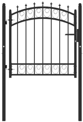 HACSYP Zauntor, Metallzaunpfosten for Außenterrasse, Hinterhof, Rasenlandschaft, Gartentor mit gewölbter Oberseite, Einzeltür