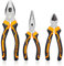 Riloventa 3 Piezas Alicates Electricista con Mango Ergonómico, Juego de Alicates para Profesionales Reparación, Alicates de Punta, Alicates de Electricista para Reparaciones en el Hogar