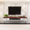Étagère TV murale Centre de divertissement Console multimédia en bois Meuble de rangement Meuble TV flottant Meuble de rangement TV Suspendu pour meuble TV pour salon/Blanc+noyer/55 pouces It's so