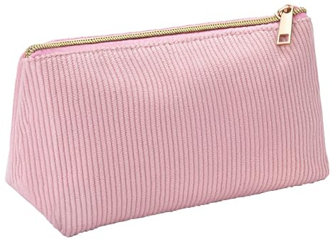 JEFURE Trousse à Crayons Stylo en Velours Côtelé, Rose | Trousse Triangulaire Zippée, 1 Compartiment, Grande Capacité pour Stylos et Crayons, Unisexe, École, Bureau et Voyage