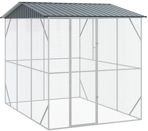 vidaXL Vogelvoliere in Anthrazit, 310 x 227 x 247 cm, aus stabilem Stahl. Robuste Bauweise, verstellbar für drinnen und draußen. Ideal für Haustiere, EIN modernes Gehege für Terrasse und Garten.