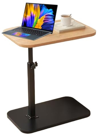C Tabelle für Sofa - Tragbarer Rollend -Endtisch, einstellbare C -förmige Seitentabelle | TV -Tabletts 360 -Grad -Rotation für kompakte Räume, Metall Holzrahmen Snack Tablett Schreibtisch für Wohnzimm