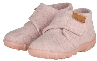 Sterntaler Hausschuhe uni – Baby- und Kinder Hausschuhe aus Wollfilz mit Sterntaler Logo, Klettverschluss, PVC-Sohle, Staubrosa, Größe 22
