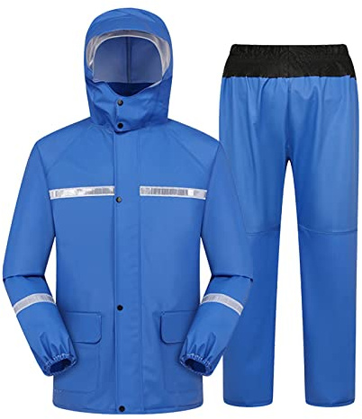 YOSUWOAI Regenanzug für Herren Damen 2 Teilig Regenkleidung mit Regenjacke und Regenhosen Wasserdicht Set Hohe Sichtbarkeit Regenkombi Winddicht Arbeit Motorrad Golf Angeln Fahrrad Anzug