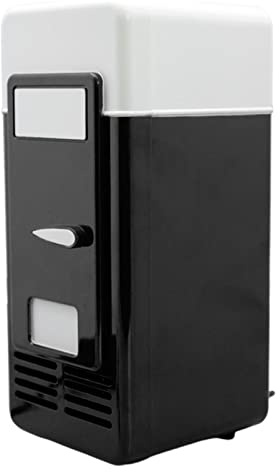 OUOULAJY USB Mini Auto Kühlschrank Wärmer Bar Tragbar für 1 Dose Desktop Schlafzimmer Schwarz 95x95x195mm