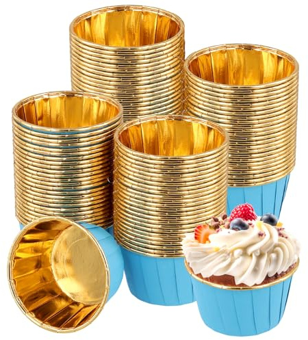 MUNGHOK 200 Stück Cupcake Förmchen Blau, fettdichte Cupcake Backförmchen, Candybar Papierförmchen Mini Muffin Förmchen zum Backen, Cupcakes, Süßigkeiten, Geburtstag, Hochzeit