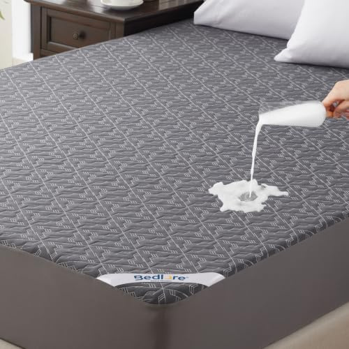 BEDLORE Matratzenschoner 160x200cm, Wasserdicht & Atmungsaktiv(Grau) | 40% Bambusfaser, Temperaturausgleichend, OEKO-TEX zertifiziert, 40 cm Tiefe Taschen, Geräuschlos, Waschbar 40–60°C