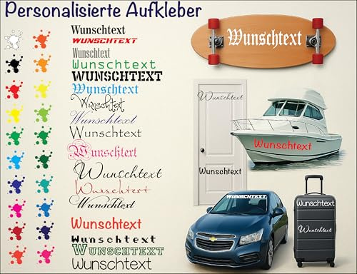 Wunschaufkleber selbst gestalten – Auto- & Motorradaufkleber Schriftzug mit Name oder Zahl – hochwertige wetterfeste Vinylfolie – Sticker für Außen & Innen