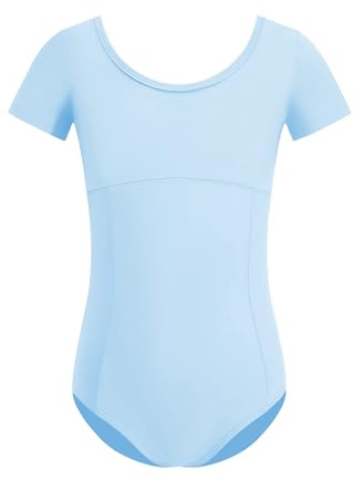 ZYXWVU Ballett Trikot Mädchen Kurzarm und Rundhalsausschnitt Ballett Body TanzBody für Kinder