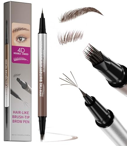 Dual-Ended Eyebrow Pencil - Liquid Pencil for Fine Natural Strokes - Waterproof Tattoo Brow Pen With Fork Tip Long-Lasting Brow Tint For Makeup Rapid Natural Brow Beginners