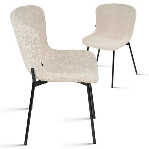 Emilio Largo 2er-Set 4010 Esszimmerstühle – Bouclé Vanille