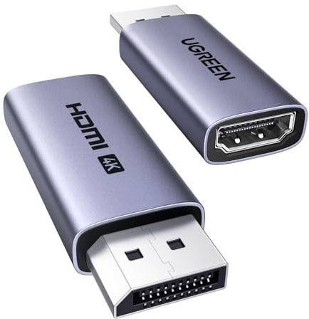 UGREEN 4K@60Hz Displayport auf HDMI Adapter Unidirektional 2 Stücke | Unidirektional DP auf HDMI 4K@60Hz 2K@120Hz 1080P@144Hz,18 Gbps, HDR und DP++, Plug and Play, Anti-Interferenz