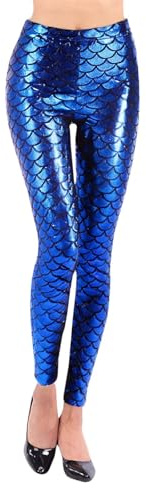 Glitzer Hose Damen, Meerjungfrau Leggings Damen, Fischschuppen Leggins Schuppenmuster Schuppen Strumpfhose Glänzend Meerjungfrauen Flosse Hose Glitzerhose Glanzleggins Mermaid Kostüm für Karneval