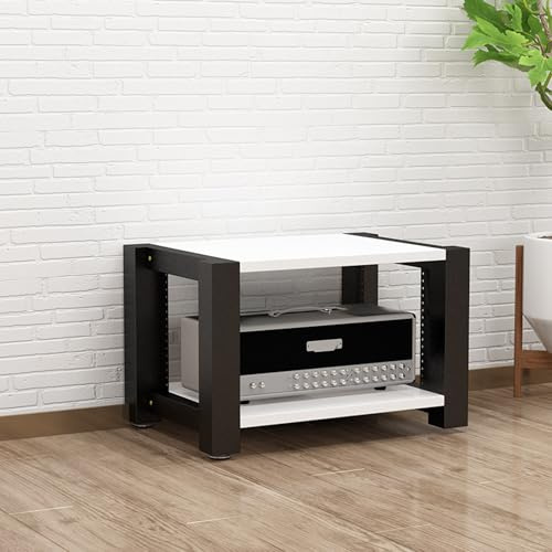 Leaceuv HiFi Rack mit Rädern,2/3/4/5-stufiges Phonoschrank,Holz HiFi Regal mit Verstellbaren Ablage,Plattenspieler Tisch,Medienständer für Stereoanlagen,Audioanlage(Wit,2 Tier)