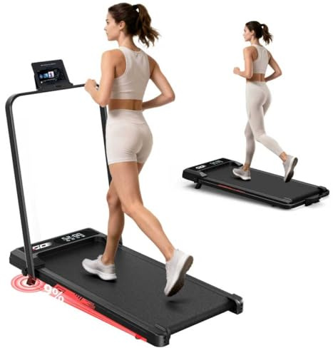 Tapis Roulant Elettrico Pieghevole 4 in 1 con Pendenza 9%, Walking Pad 1-10 km/h, Motore Brushless 3,0 CV, Portata 140 kg, Casa Ufficio