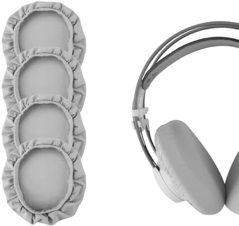 Linkidea Fabric Ear Cover, Washable Sanitary Earpads Protectors for Gym, Gaming, 2 Pairs Cloth Sweat Cover for Headphones Ear Cups, Sweat-Resistant (L, Grey)