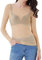 GRACE KARIN Womens Casual Long Sleeve See Through Mesh Sheer Top for Party Crew Neck Blouse Apricot M