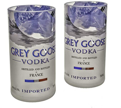 Handmade Grey Goose Vodka Bottle Upcycled 16oz Tumbler Gift Set by RDI Glass