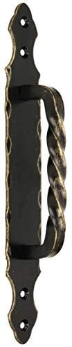 KOTARBAU® Maniglia per porta in acciaio 290 mm, colore oro – nero – in ferro battuto