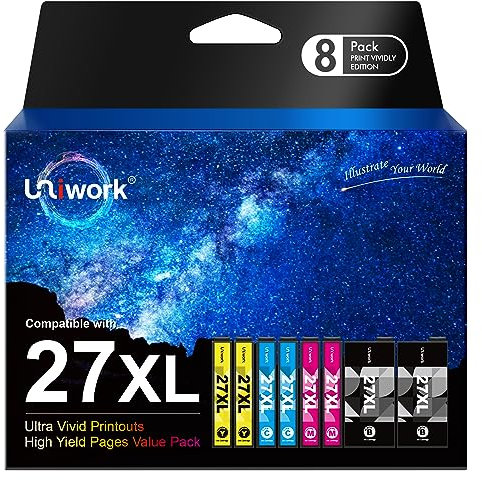 27XL Multipack Druckerpatronen Kompatibel für Epson 27 Patronen für Epson Workforce WF-3620DWF WF-3640DTWF WF-7110DTW WF-7210DTW WF-7610DWF WF-7620DTWF WF-7710DWF WF-7715DWF WF-7720DTWF (8er-Pack)