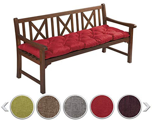 sunnypillow Bankauflage Outdoor - Bankkissen für Bank 120 x 50 cm - Sitzkissen für Hollywoodschaukel - Polsterauflage, Auflage für Gartenbank - Gartenkissen, Stuhlkissen für Gartenmöbel Rot