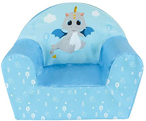 Fun House | Fauteuil Club pour Enfant Léon le Dragon en Mousse | H42 x L52 x P33 cm | Origine France Garantie | Fauteuil Bébé Dès 12 Mois | Housse Lavable | Mobilier Chambre Bébé | Idée Cadeau