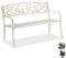 Relaxdays Gartenbank, Vögel Muster, 2-Sitzer, Vintage, Garten & Balkon, Stahl, Sitzbank, HBT: 87x127x57 cm, weiß/Bronze