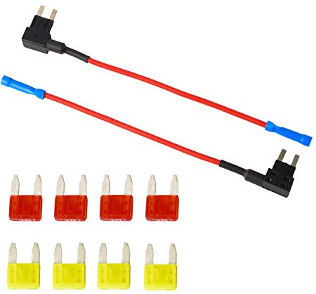 Mini Blade Fuse Holder Fuse with 10A, 20A - Tap 12V Car Add-a-Circuit Fuse TAP Adapter with Mini Blade Fuse （2 Sets）