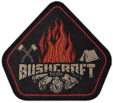 TACWRK Bushcraft Patch Gewebt Outdoor Survival Aufnäher Fun Morale Patch Schwarz Rot